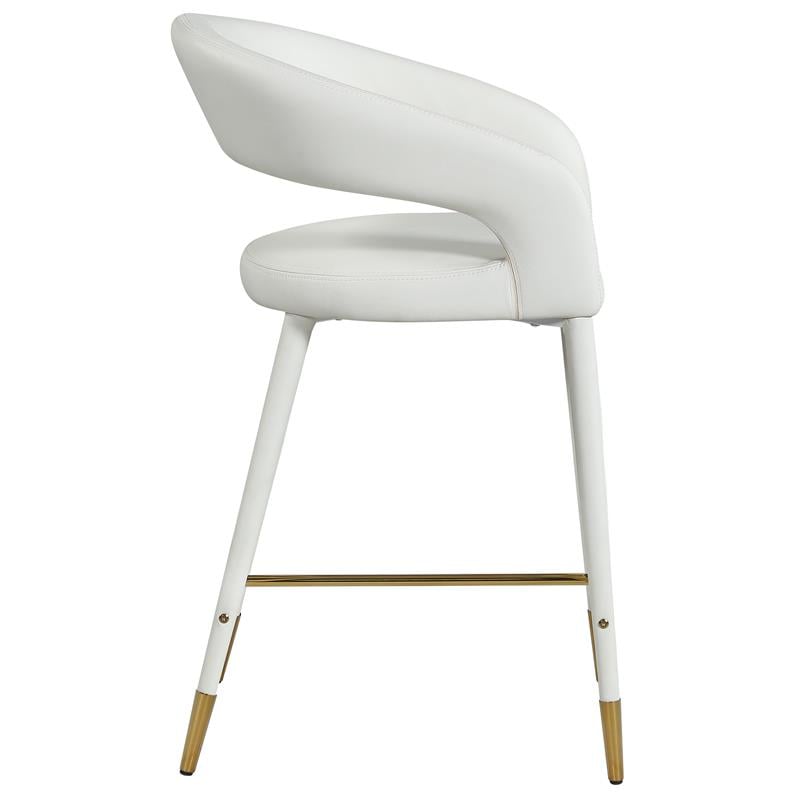 Meridian Furniture Destiny Off White Cream Vegan Leather Stool