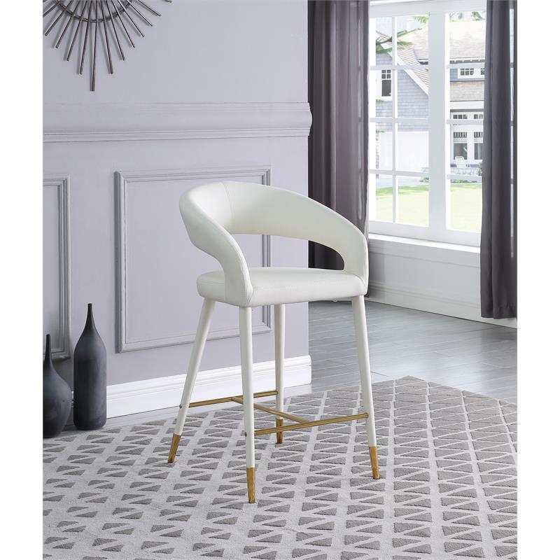 Meridian Furniture Destiny Off White Cream Vegan Leather Stool