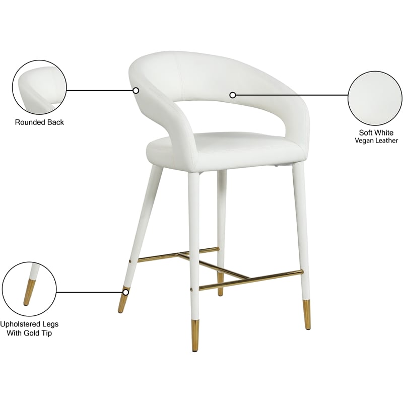 Meridian Furniture Destiny Off White Cream Vegan Leather Stool