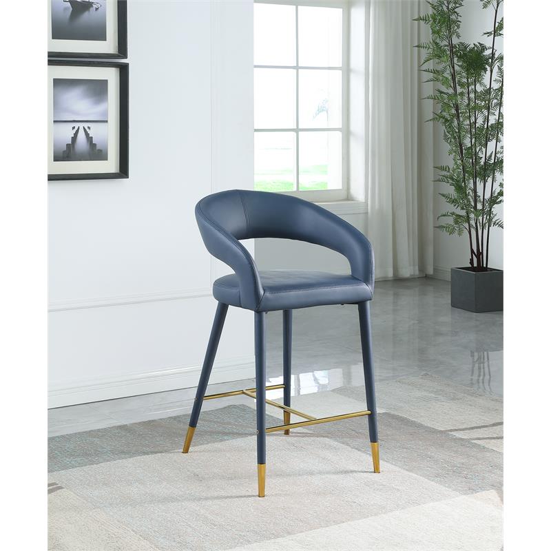 Meridian Furniture Destiny Navy Vegan Leather Stool