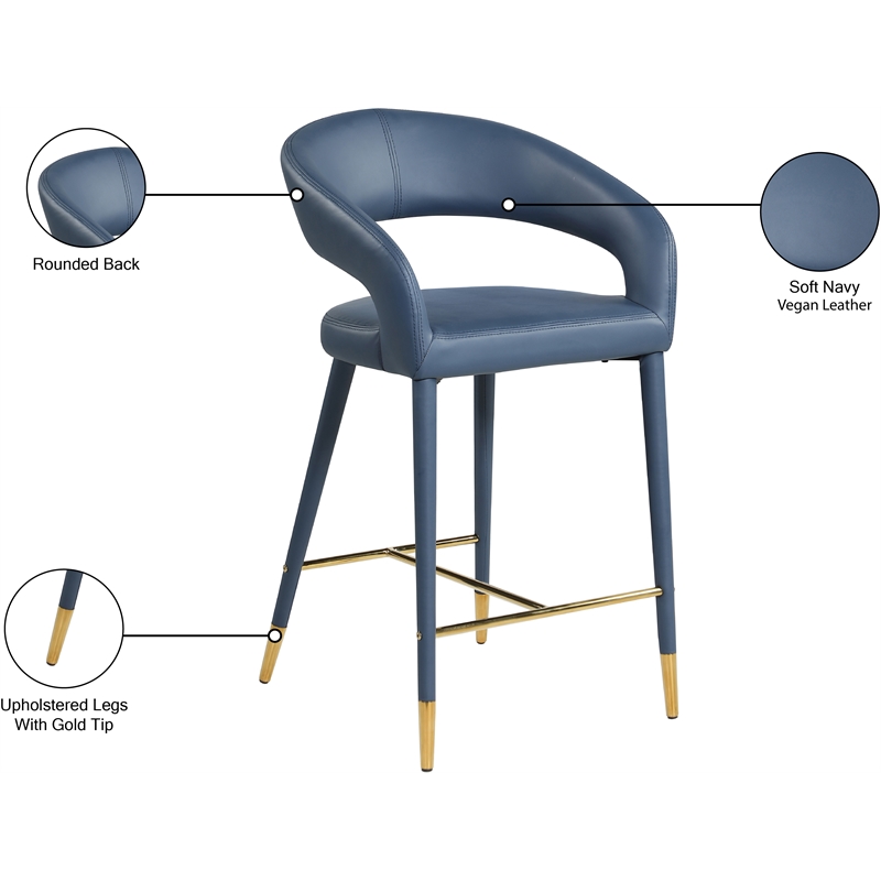 Meridian Furniture Destiny Navy Vegan Leather Stool
