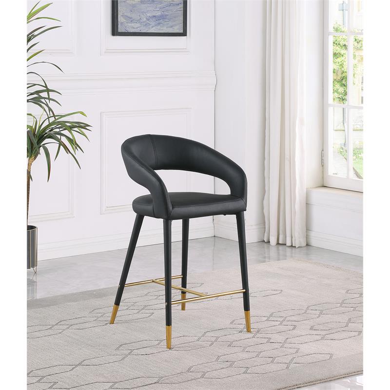 Meridian Furniture Destiny Black Vegan Leather Stool
