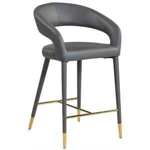 Meridian Furniture Destiny Grey Vegan Leather Stool