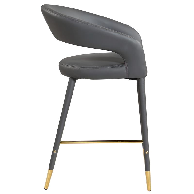 Meridian Furniture Destiny Grey Vegan Leather Stool