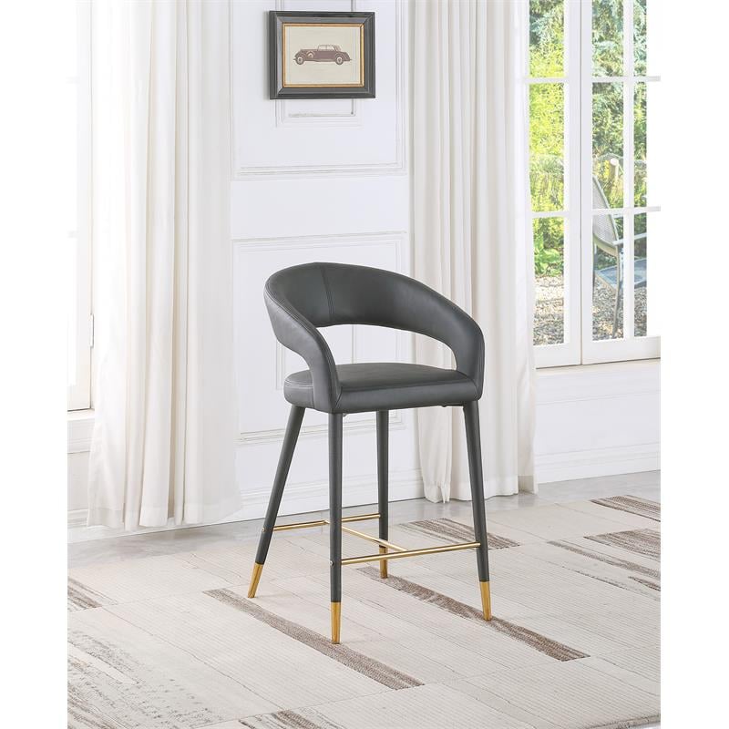 Meridian Furniture Destiny Grey Vegan Leather Stool