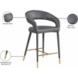 Meridian Furniture Destiny Grey Vegan Leather Stool