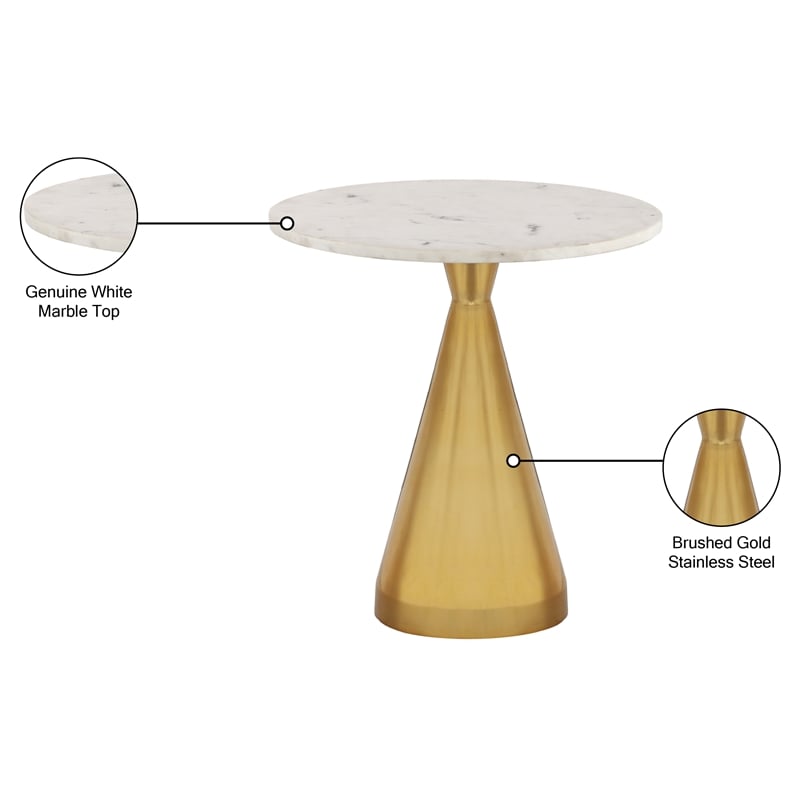 meridian furniture emery white marble end table