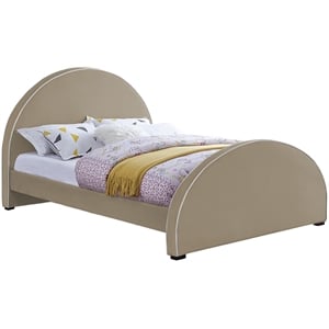meridian furniture brody beige velvet queen bed