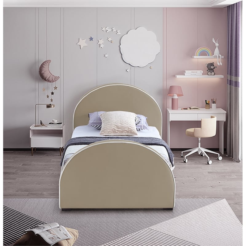 Meridian Furniture Brody Beige Velvet Twin Bed