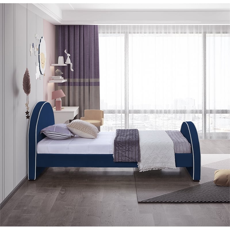 Meridian Furniture Brody Navy Velvet Twin Bed