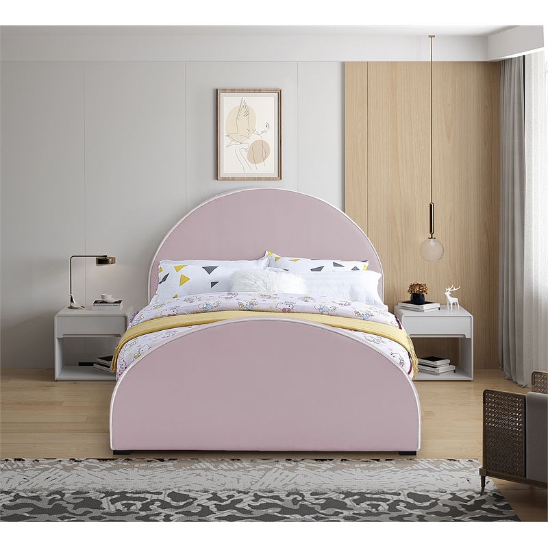 Meridian Furniture Brody Pink Velvet King Bed