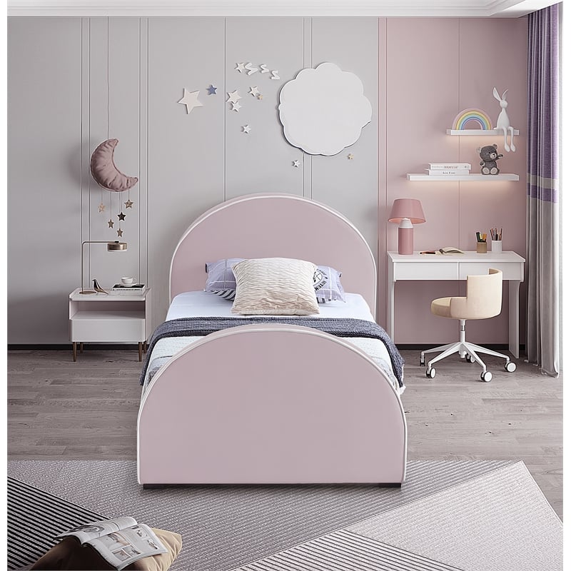 Meridian Furniture Brody Pink Velvet Twin Bed
