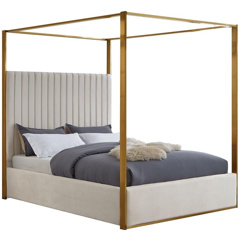Meridian Furniture Jones Cream Velvet King Bed