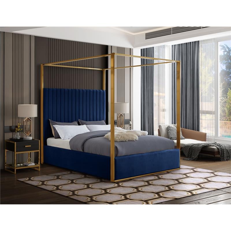 Meridian Furniture Jones Navy Velvet King Bed
