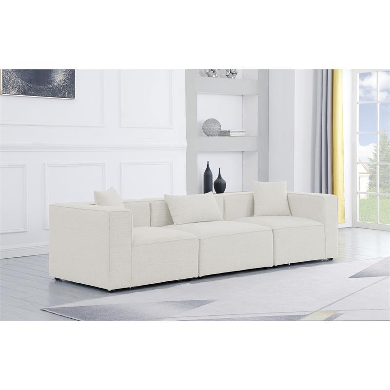 Meridian Furniture Cube Cream Durable Linen Modular Sofa