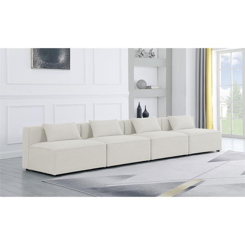Meridian Furniture Cube Cream Durable Linen Modular Sofa