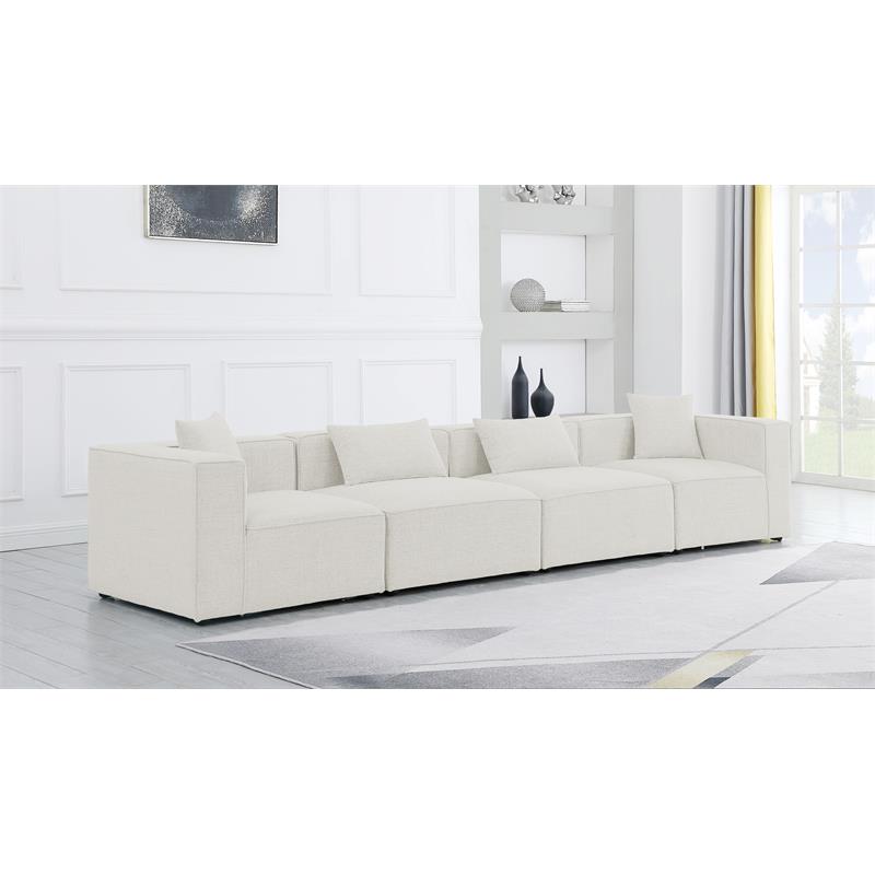 Meridian Furniture Cube Cream Durable Linen Modular Sofa