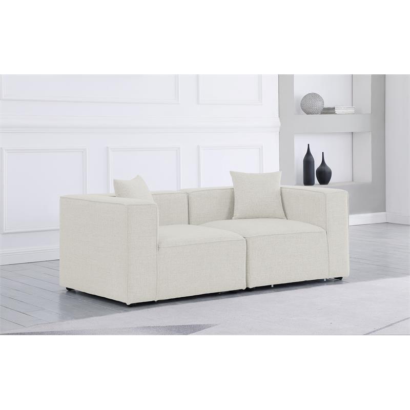 Meridian Furniture Cube Cream Durable Linen Modular Sofa
