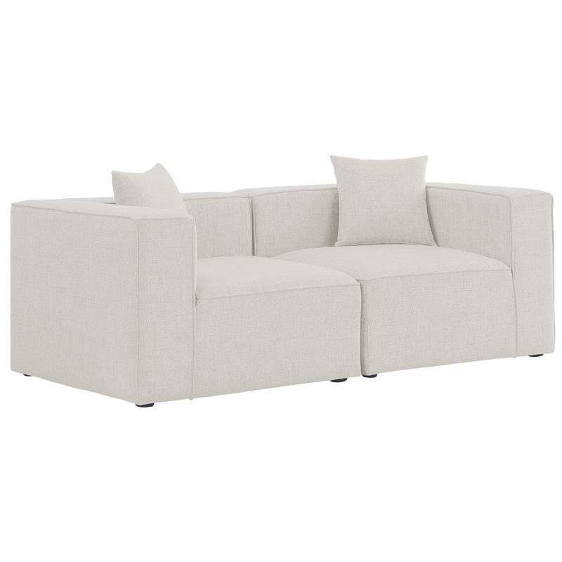 Meridian Furniture Cube Cream Durable Linen Modular Sofa