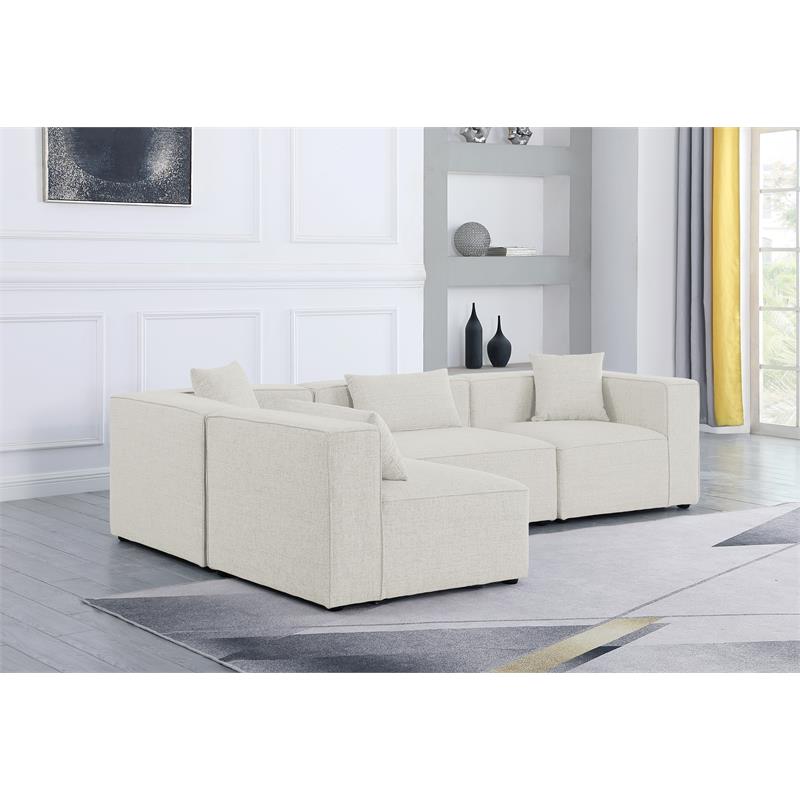 Meridian Furniture Cube Cream Durable Linen Modular Sectional