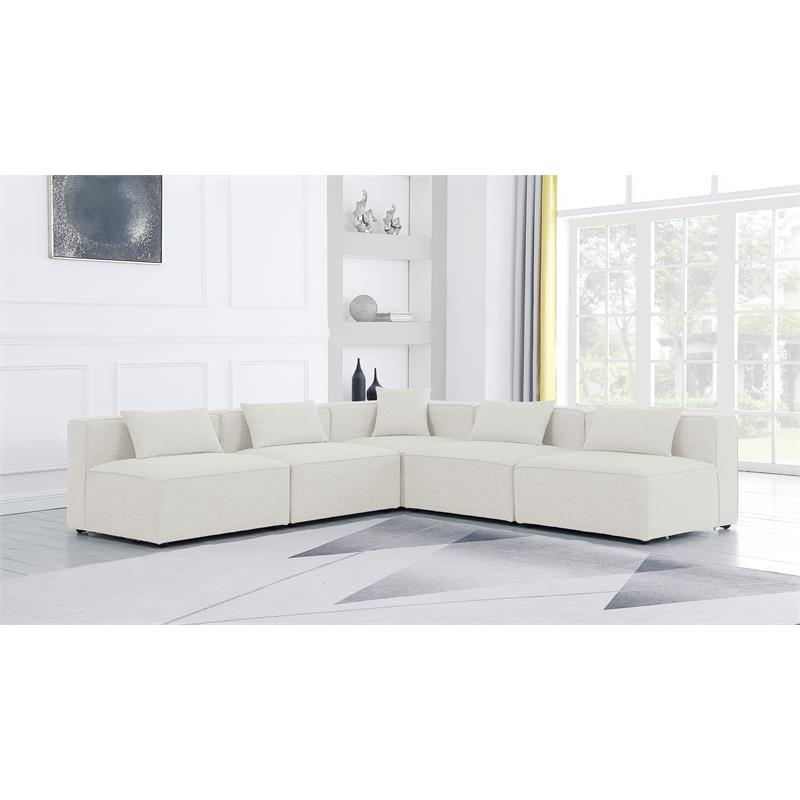 Meridian Furniture Cube Cream Durable Linen Modular Sectional