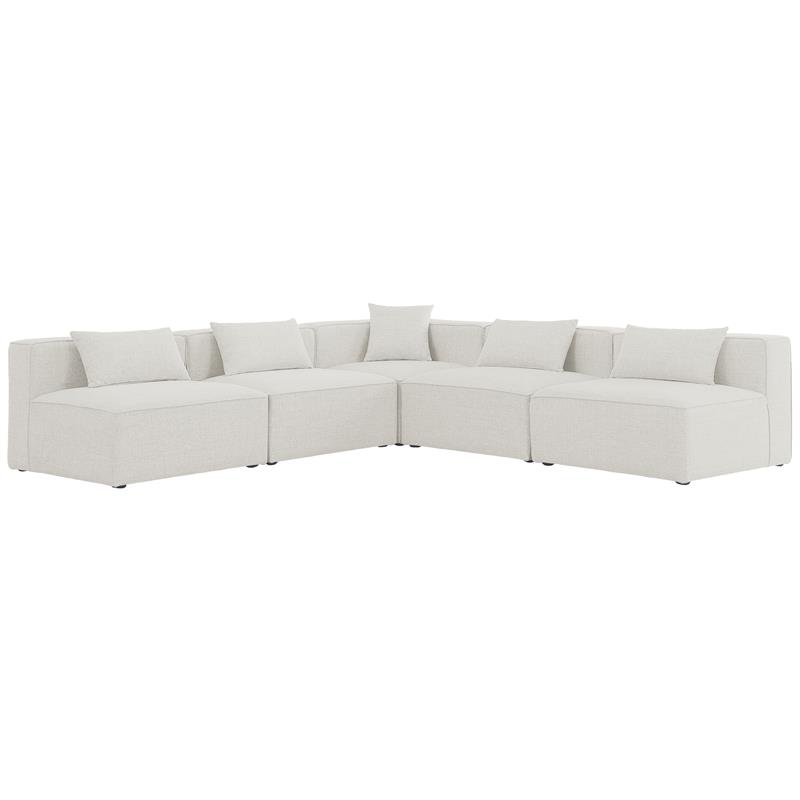 Meridian Furniture Cube Cream Durable Linen Modular Sectional