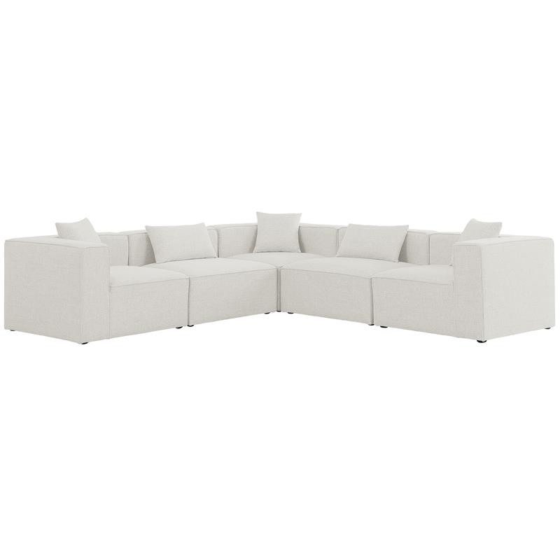 Meridian Furniture Cube Cream Durable Linen Modular Sectional