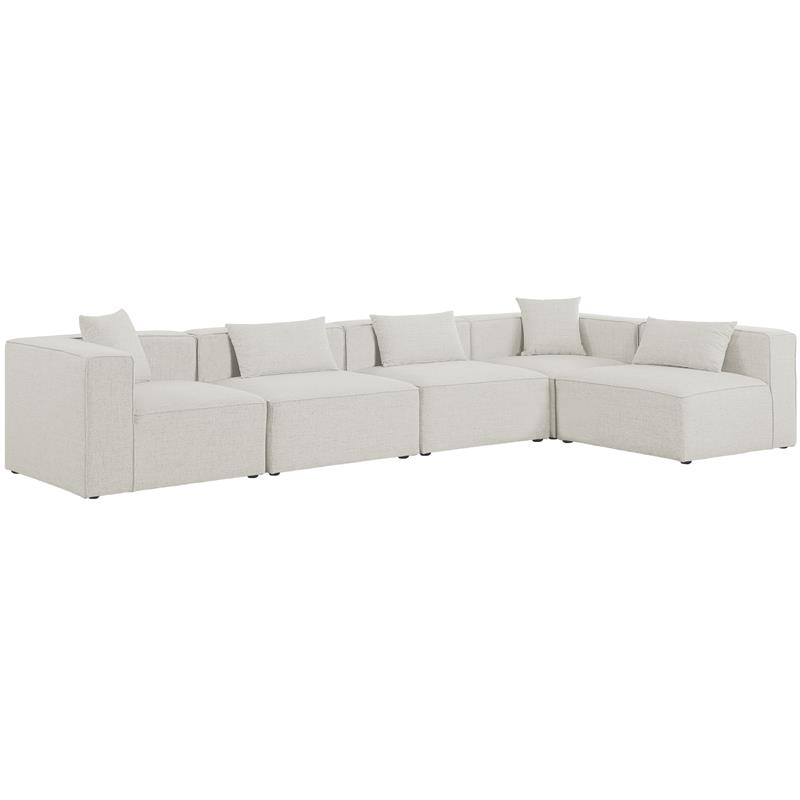 Meridian Furniture Cube Cream Durable Linen Modular Sectional