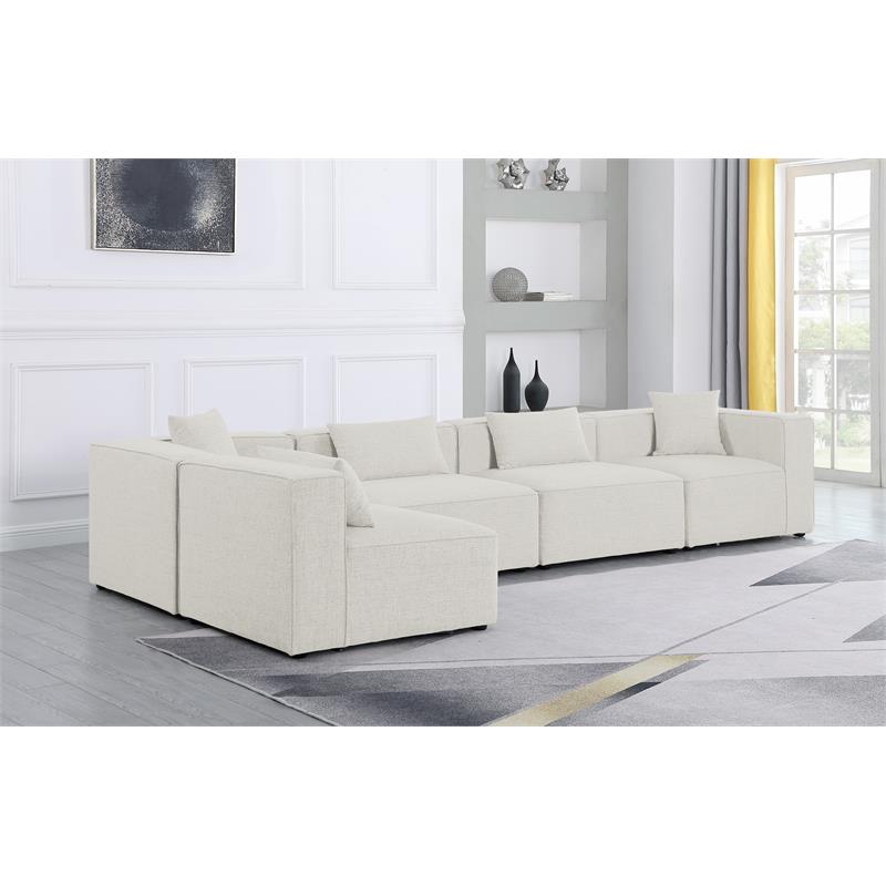 Meridian Furniture Cube Cream Durable Linen Modular Sectional