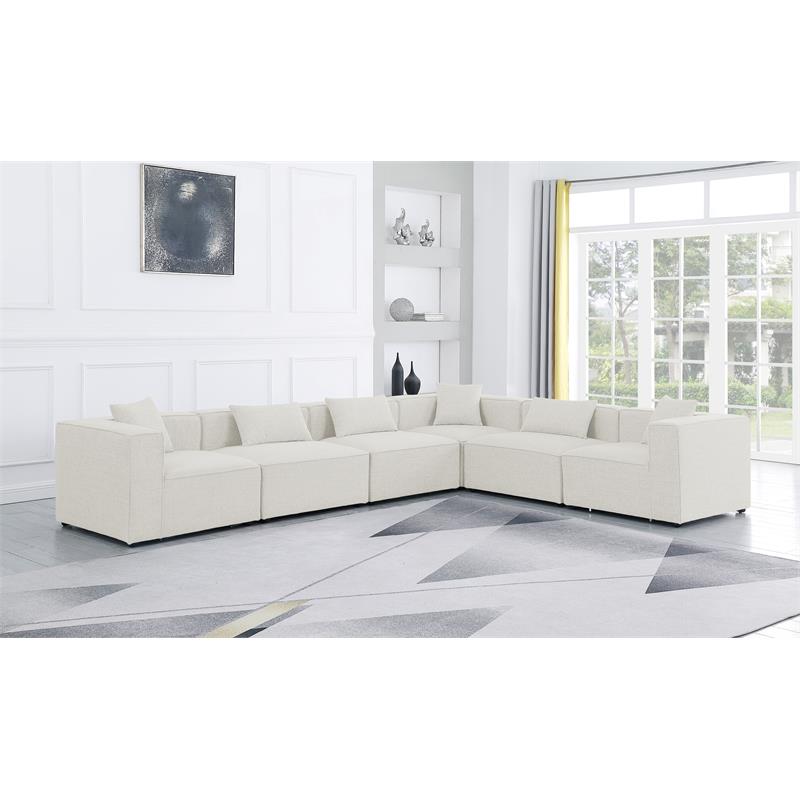 Meridian Furniture Cube Cream Durable Linen Modular Sectional