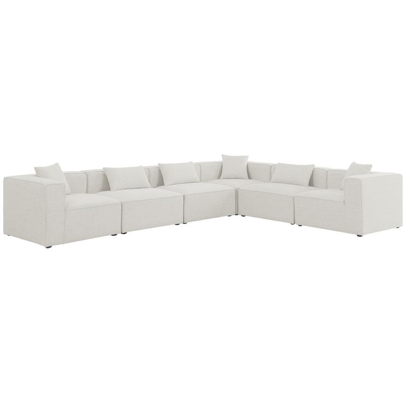 Meridian Furniture Cube Cream Durable Linen Modular Sectional