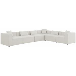 Meridian Furniture Cube Cream Durable Linen Modular Sectional
