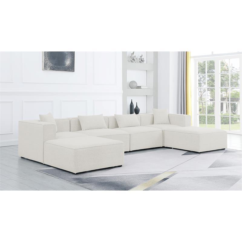Meridian Furniture Cube Cream Durable Linen Modular Sectional
