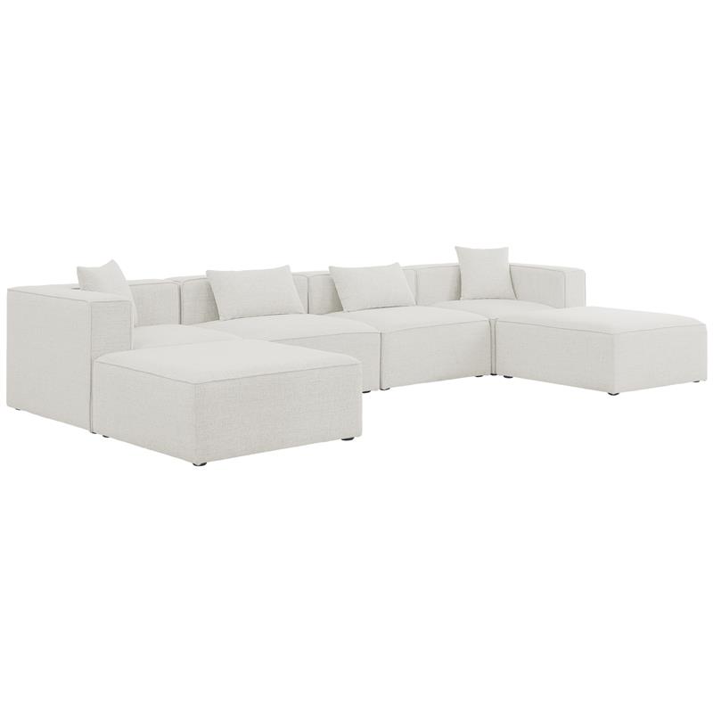 Meridian Furniture Cube Cream Durable Linen Modular Sectional