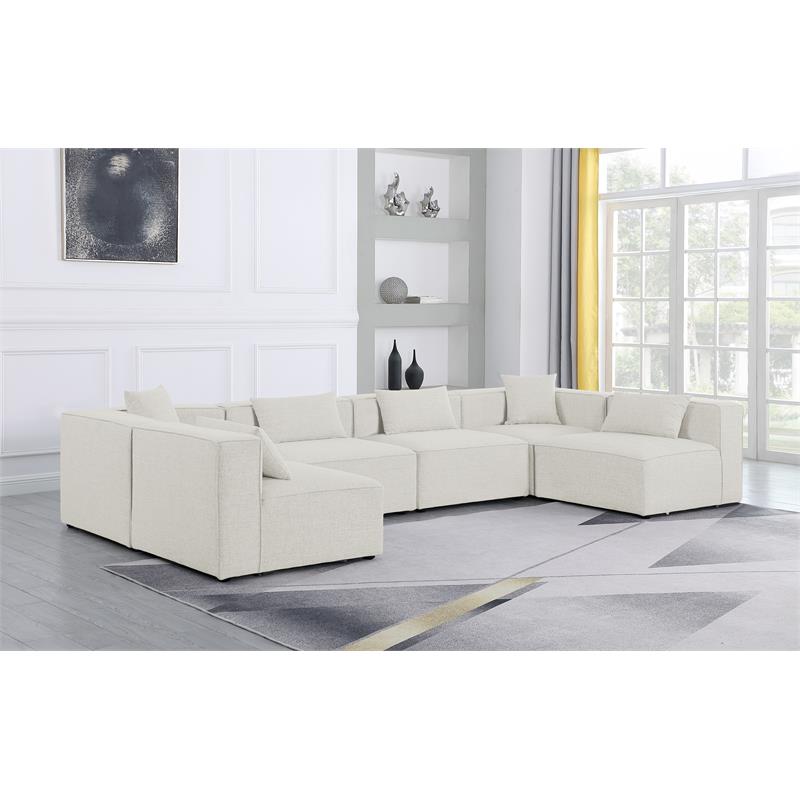 Meridian Furniture Cube Cream Durable Linen Modular Sectional