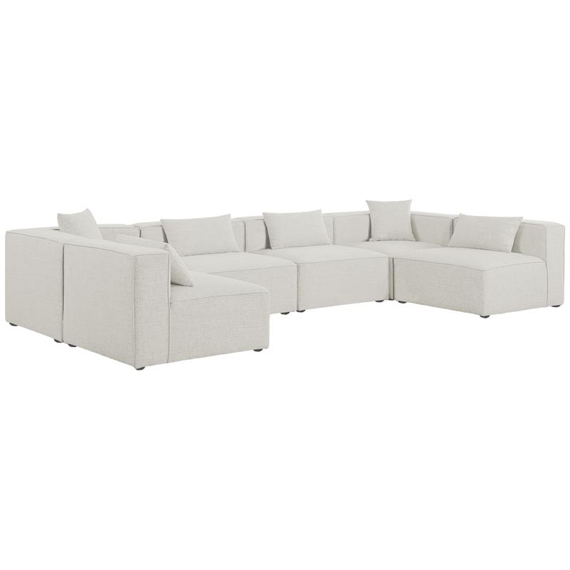 Meridian Furniture Cube Cream Durable Linen Modular Sectional