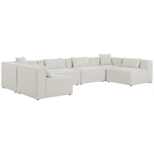 meridian furniture cube cream durable linen modular sectional