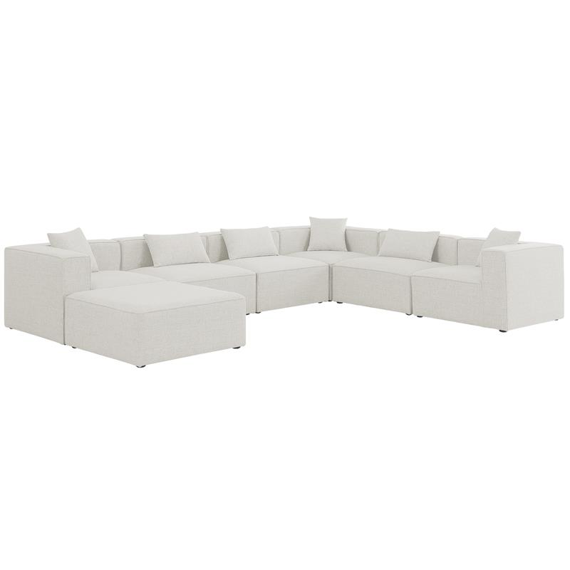 Meridian Furniture Cube Cream Durable Linen Modular Sectional