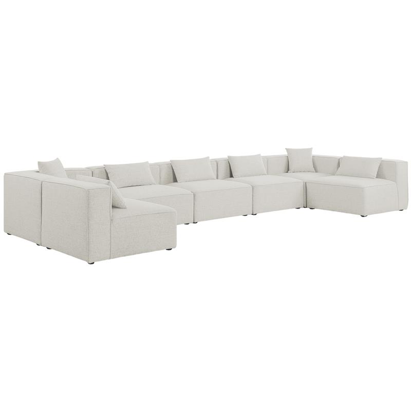 Meridian Furniture Cube Cream Durable Linen Modular Sectional
