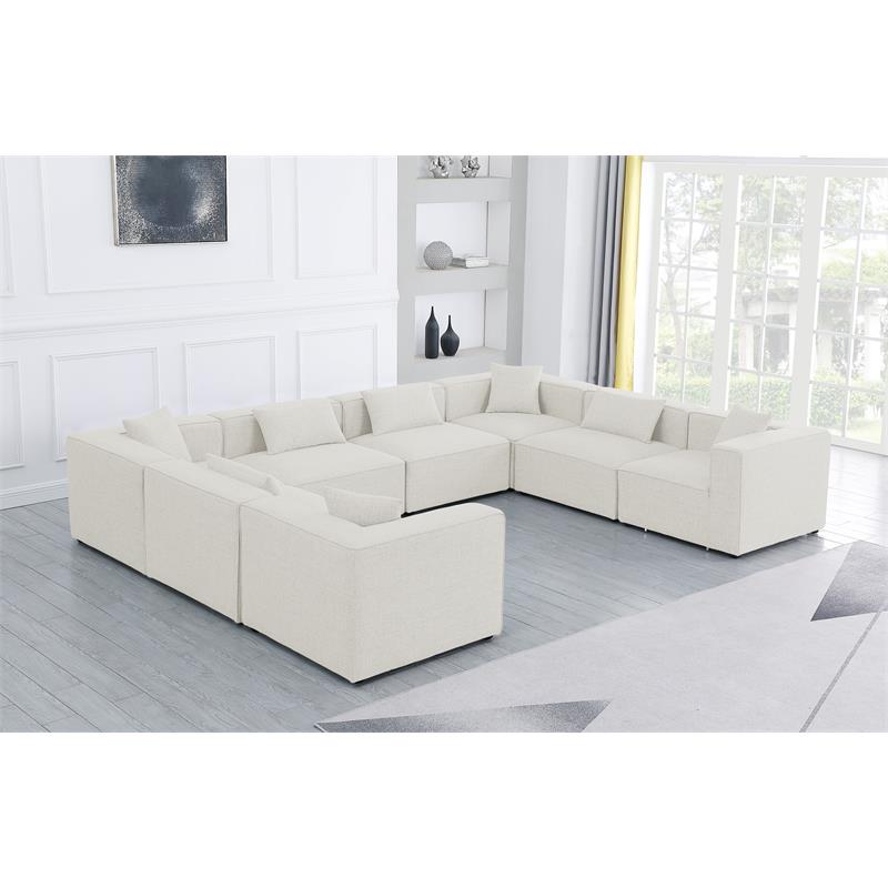 Meridian Furniture Cube Cream Durable Linen Modular Sectional