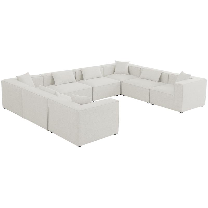 Meridian Furniture Cube Cream Durable Linen Modular Sectional
