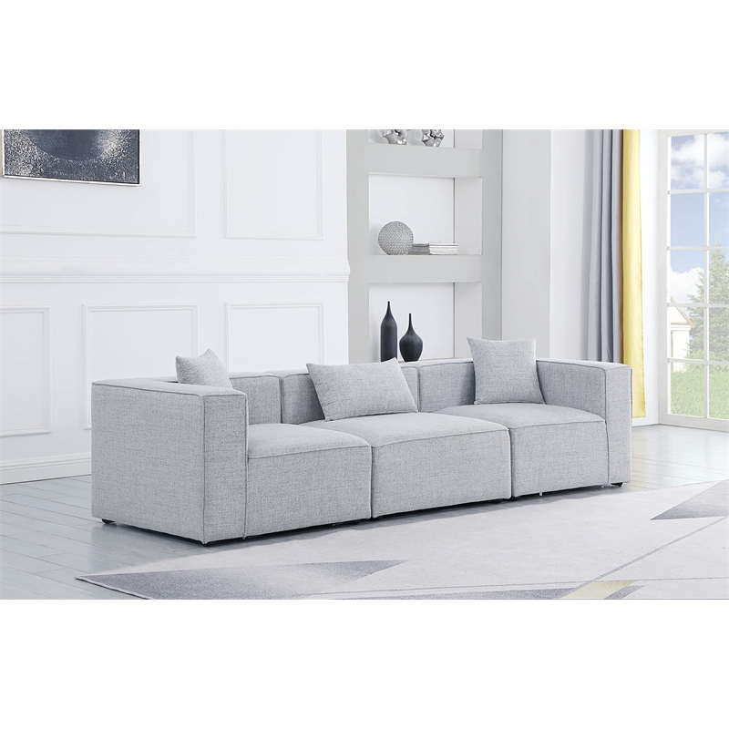 Meridian Furniture Cube Grey Durable Linen Modular Sofa