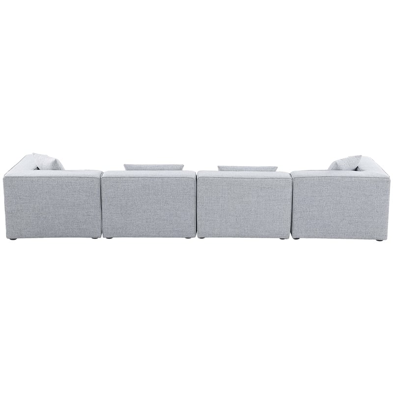 meridian furniture cube grey durable linen modular sofa
