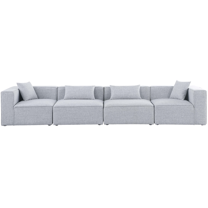 meridian furniture cube grey durable linen modular sofa