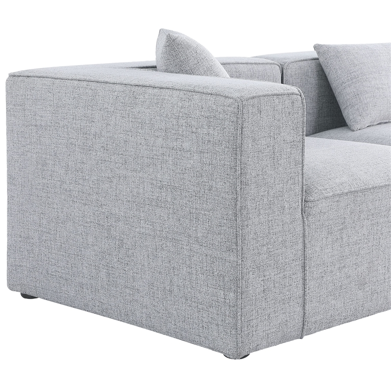 meridian furniture cube grey durable linen modular sofa