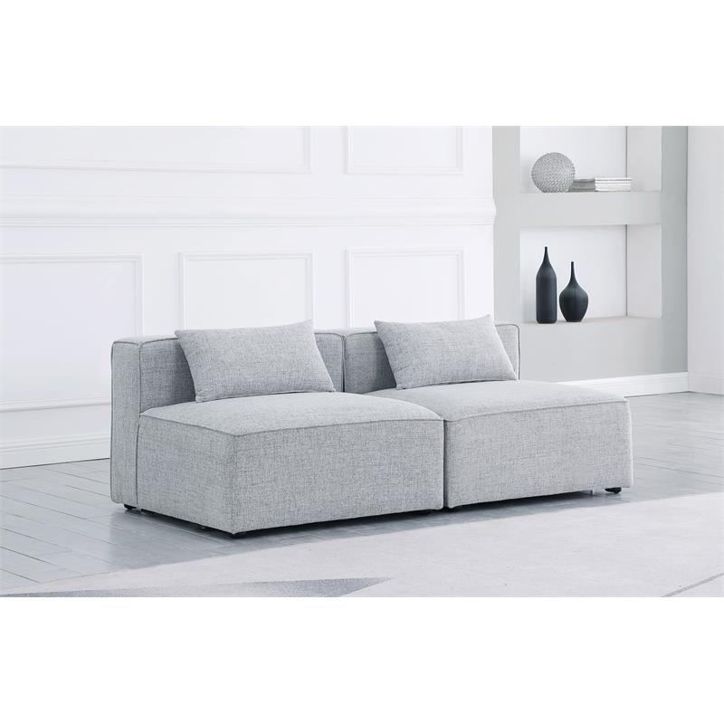 Meridian Furniture Cube Grey Durable Linen Modular Sofa