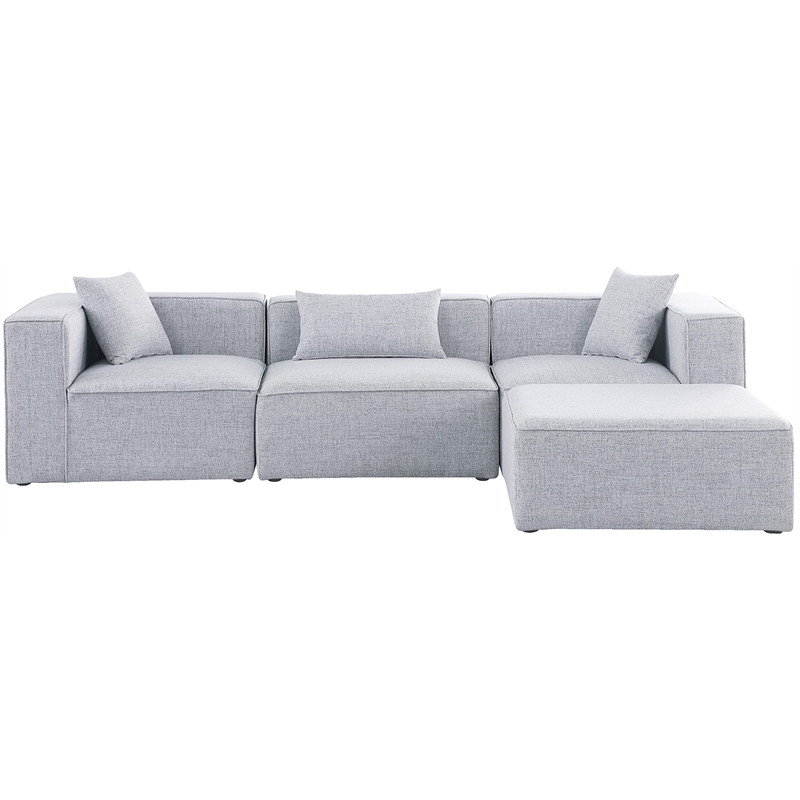 Meridian Furniture Cube Grey Durable Linen Modular Sectional