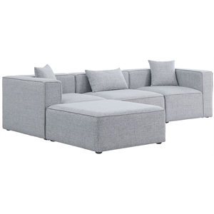 Meridian Furniture Cube Grey Durable Linen Modular Sectional