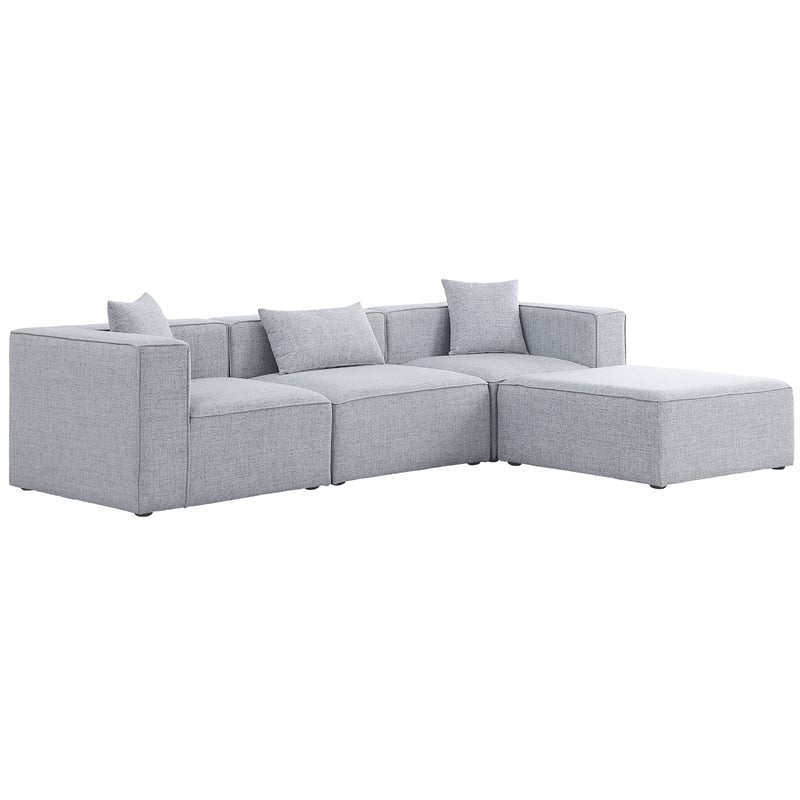 Meridian Furniture Cube Grey Durable Linen Modular Sectional
