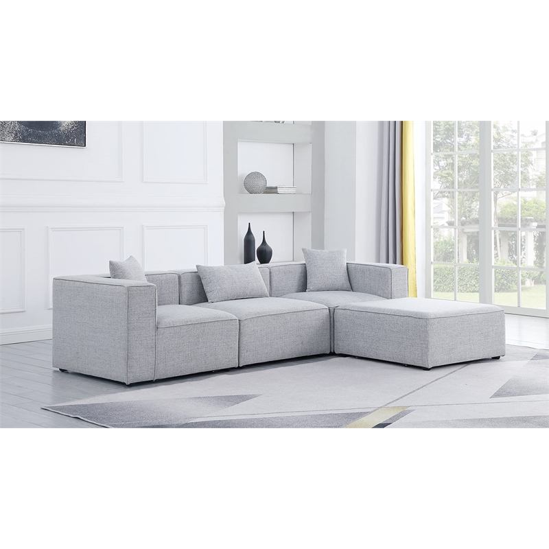 Meridian Furniture Cube Grey Durable Linen Modular Sectional
